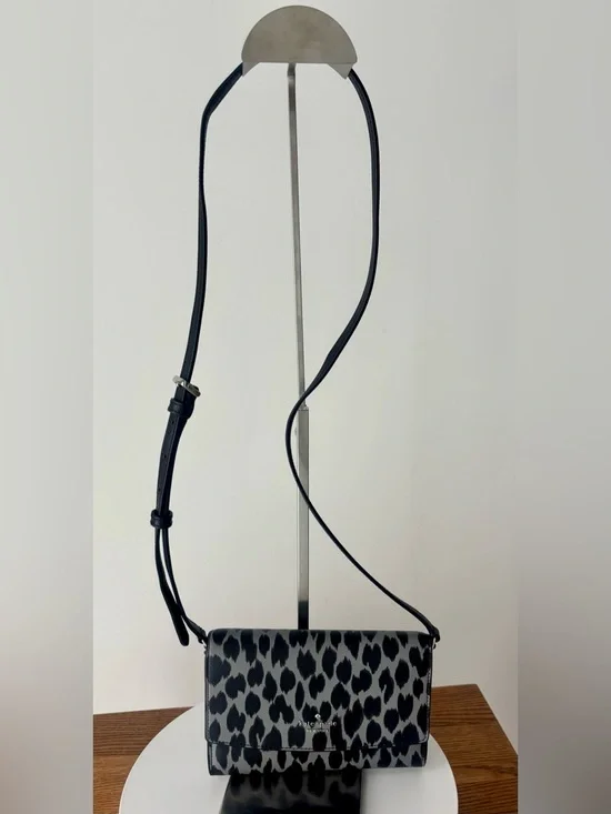 KATE SPADE Black and Gray Leopard-Print Crossbody Bag: detachable strap - Picture 5 of 8
